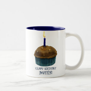 Caneca De Café Em Dois Tons Muffin do feliz aniversario