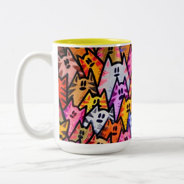 Caneca De Café Em Dois Tons Mug - 033 - Cats (Esquerda)