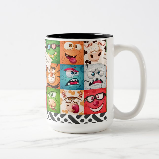 Caneca De Café Em Dois Tons Mug 10$ Faces V1 (Direita)