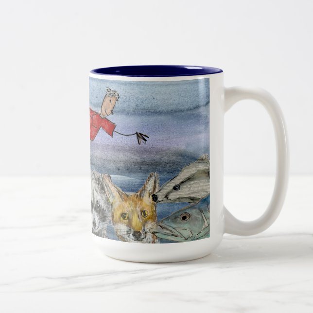 Caneca De Café Em Dois Tons Mug (#1): Joanna Flying Over Animals (Direita)