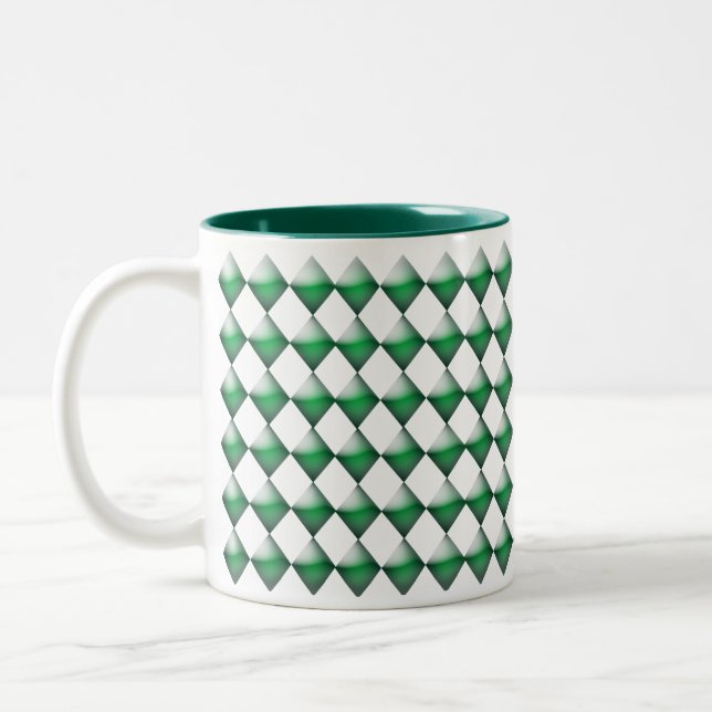 Caneca De Café Em Dois Tons Mug - 3 d Diamantes Verdes (Esquerda)