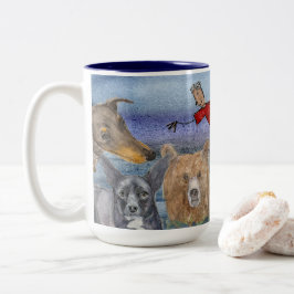 Caneca De Café Em Dois Tons Mug #3 Joanna Flying Over Animals 