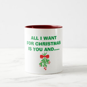 CANECA DE CAFÉ EM DOIS TONS MUG-ALL É QUERER NATAL É "VOCÊ" E MISTLETOE