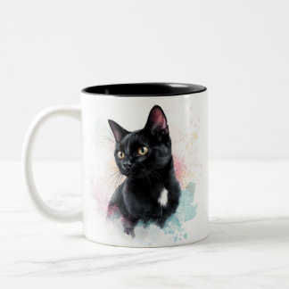 Caneca De Café Em Dois Tons Mug black cat add own text 