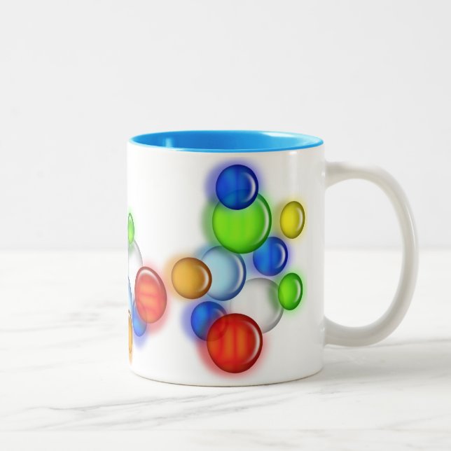 Caneca De Café Em Dois Tons Mug - Bolhas Coloridas (Direita)