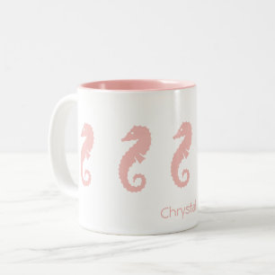 Caneca De Café Em Dois Tons Mug - Cavalos do Mar (rosa)