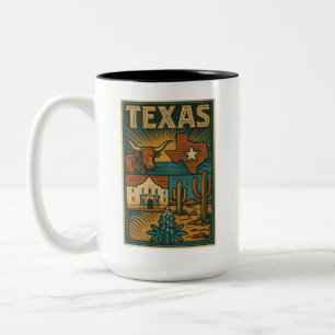 Caneca De Café Em Dois Tons Mug Cerâmica do Texas - Copa do Café do Estado do 