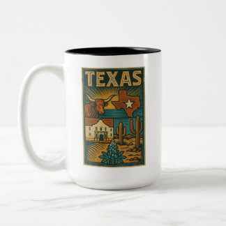 Caneca De Café Em Dois Tons Mug Cerâmica do Texas - Copa do Café do Estado do 