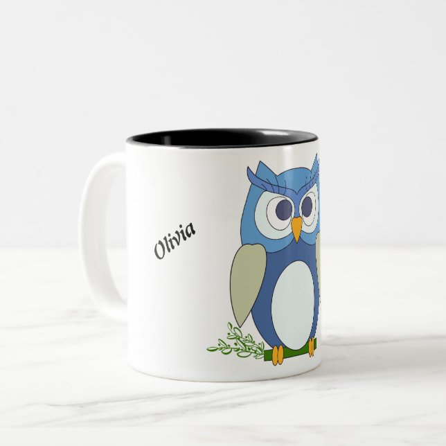 Caneca De Café Em Dois Tons Mug com coruja pequena (Frente Esquerda)