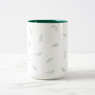 Caneca De Café Em Dois Tons Mug Com Folha Verde