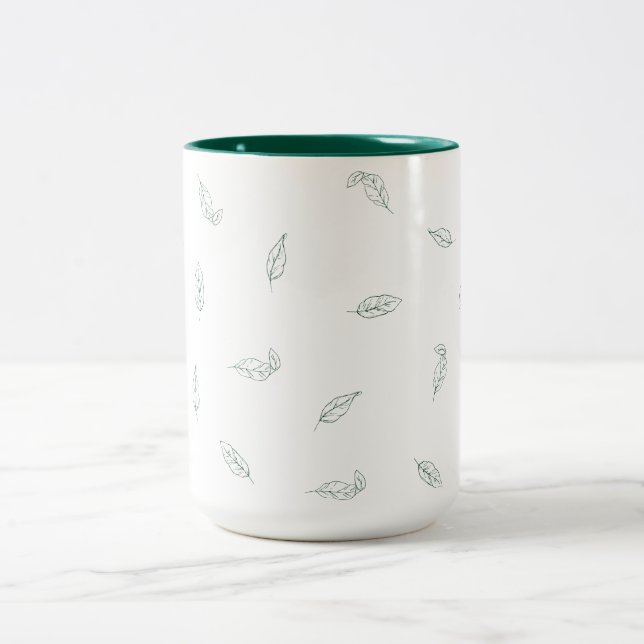Caneca De Café Em Dois Tons Mug Com Folha Verde (Centro)