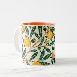CANECA DE CAFÉ EM DOIS TONS MUG COM WILLIAM MORRIS "POMEGRANATOS AMARELOS"