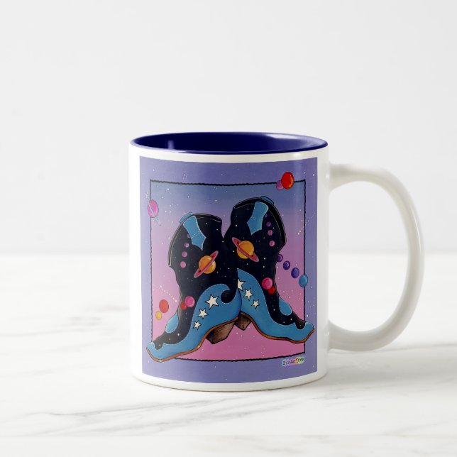 Caneca De Café Em Dois Tons Mug, Copa - Boots do Cowboy Meia-Noite (Direita)
