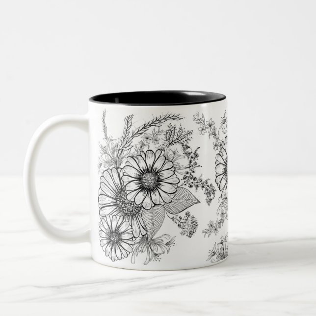 Caneca De Café Em Dois Tons Mug Daisy Floral  (Esquerda)