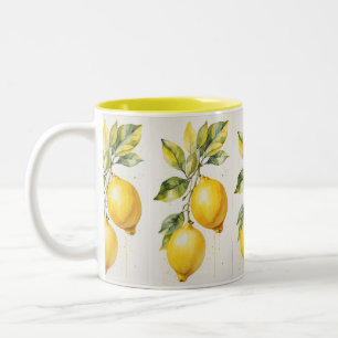 Caneca De Café Em Dois Tons Mug de Aquarela-limão