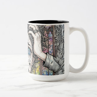 Caneca De Café Em Dois Tons Mug de Arte Surreal Psicodélica - Rosto Emocional