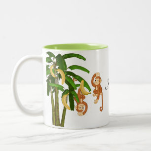 Caneca De Café Em Dois Tons Mug de Bananas de Macaco Verde