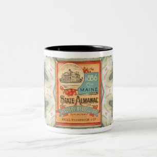 Caneca De Café Em Dois Tons Mug de café ART COBRIR MAINE ALMANAC 1886
