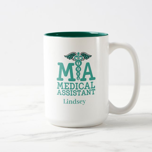 Caneca De Café Em Dois Tons Mug de Café Assistente Médico Personalizado (Direita)