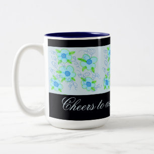 Caneca De Café Em Dois Tons Mug De Café Azul Claro Flor