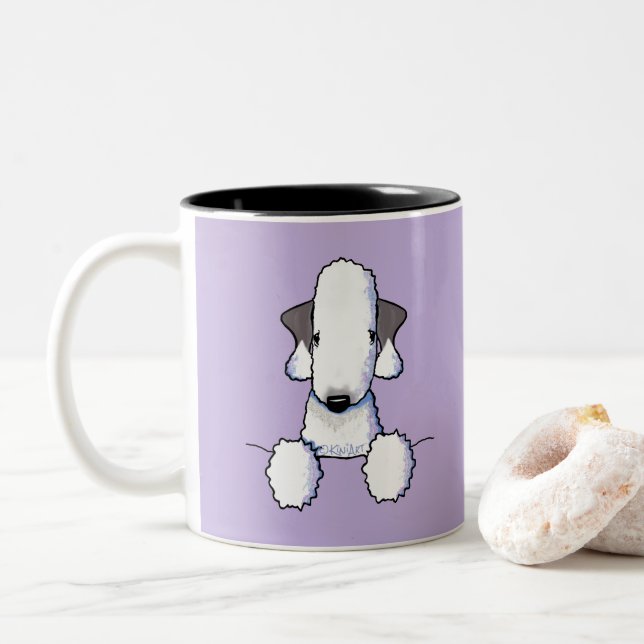 Caneca De Café Em Dois Tons Mug De Café Bedlington Terrier De Dois Tons (Com Donut)