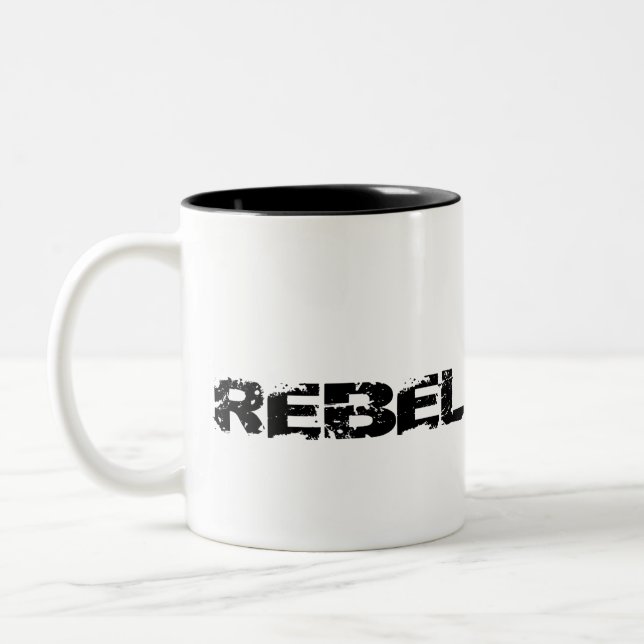 Caneca De Café Em Dois Tons Mug de café com REBEL projetado para ele (Esquerda)