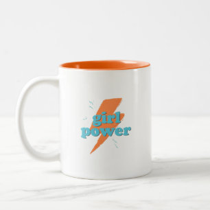 Caneca De Café Em Dois Tons Mug De Café De Energia Menina - Negrito E Inspirad