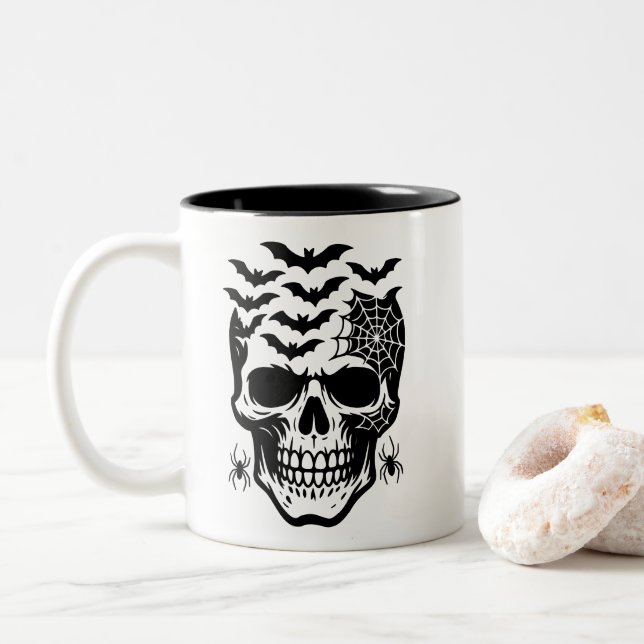 Caneca De Café Em Dois Tons Mug de Café de Halloween (Com Donut)
