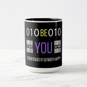 Caneca De Café Em Dois Tons Mug de Café Feliz, Genderqueer Não Binário