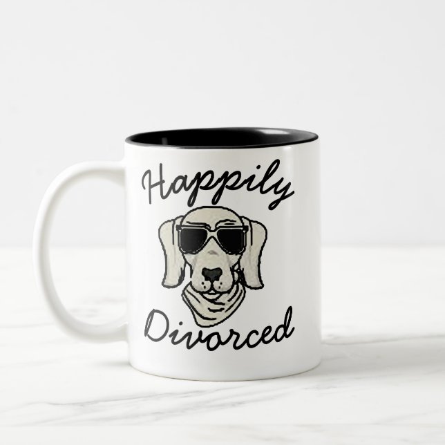 Caneca De Café Em Dois Tons  Mug de Café Funny Divorciado Feliz Personalizável (Esquerda)