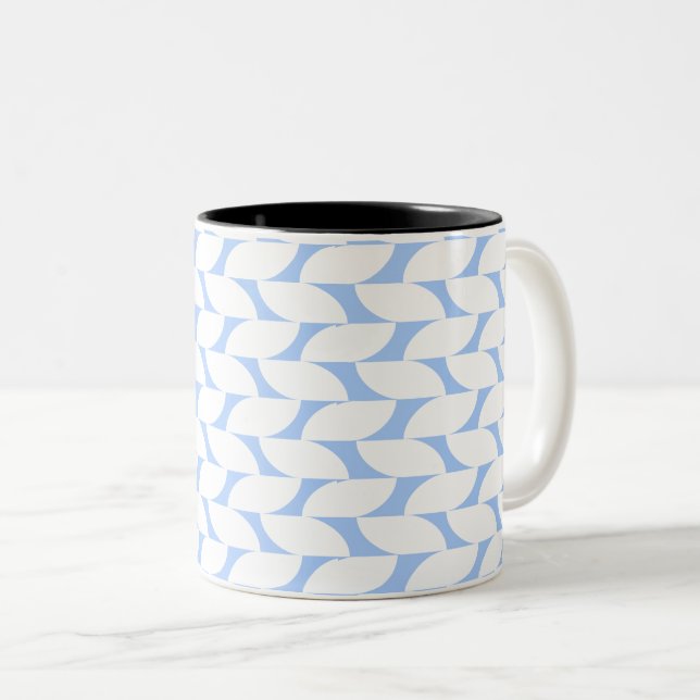 Caneca De Café Em Dois Tons Mug de Café Geométrico Azul e Branco Moderno (Frente Esquerda)