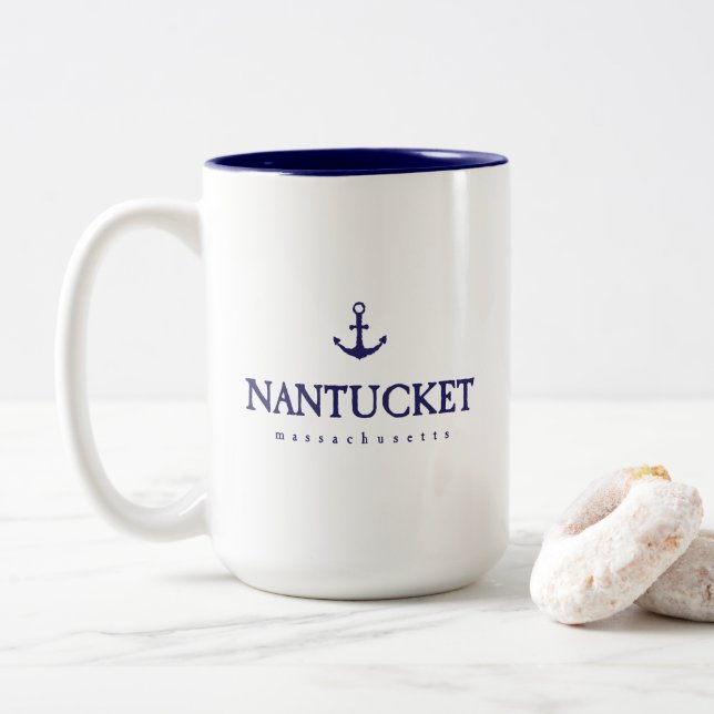 Caneca De Café Em Dois Tons Mug De Café Nantucket (Com Donut)