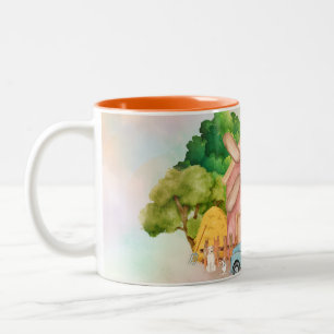 Caneca De Café Em Dois Tons Mug de café vivo em fazenda