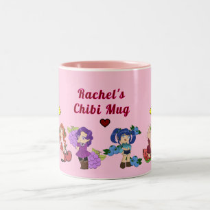 Caneca De Café Em Dois Tons Mug de Caracteres de Fruta do Chibi Personalizado