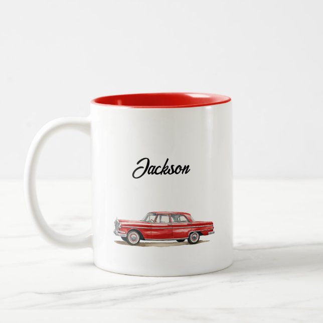 Caneca De Café Em Dois Tons Mug de Carro Vermelho Personalizado (Esquerda)