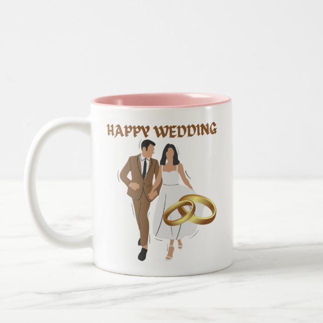 CANECA DE CAFÉ EM DOIS TONS MUG DE CASAMENTO FELIZ (Esquerda)