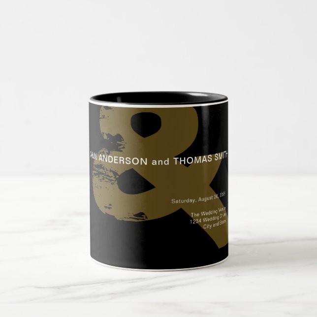 Caneca De Café Em Dois Tons Mug de Casamento Russo Moderno Ampersand (Centro)