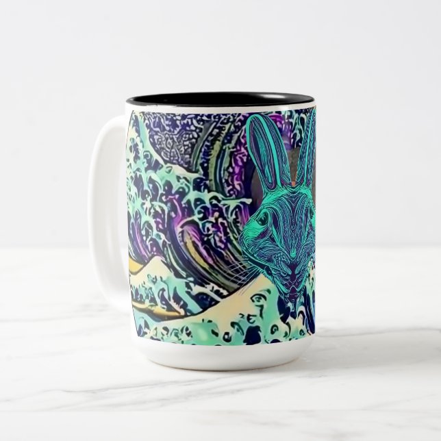 Caneca De Café Em Dois Tons Mug de Coelho Irritado (Frente Esquerda)