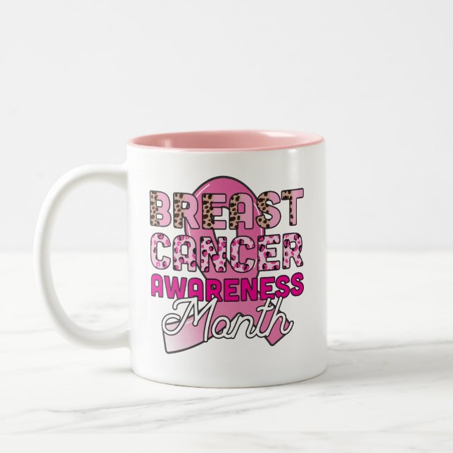 Caneca De Café Em Dois Tons Mug de Consciência do Cancer da Mama (Esquerda)