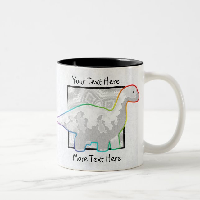 Caneca De Café Em Dois Tons Mug de Dinossauro com arco-íris (Direita)