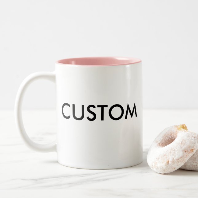Caneca De Café Em Dois Tons Mug De Dois Toneladas, Rosa Personalizado (Com Donut)