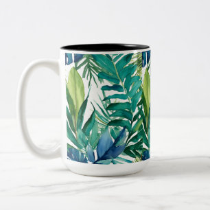 Caneca De Café Em Dois Tons Mug de dois tons 15 oz - Folhas e Padrões naturais