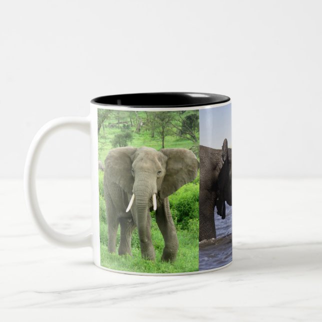 Caneca De Café Em Dois Tons Mug de Elefantes Africanos (Esquerda)