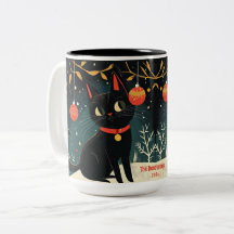 Mug de Feriado de Gato Preto Retro