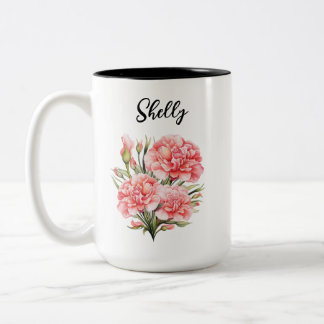 Caneca De Café Em Dois Tons Mug de Flor de Nascimento Personalizado - Nome Per