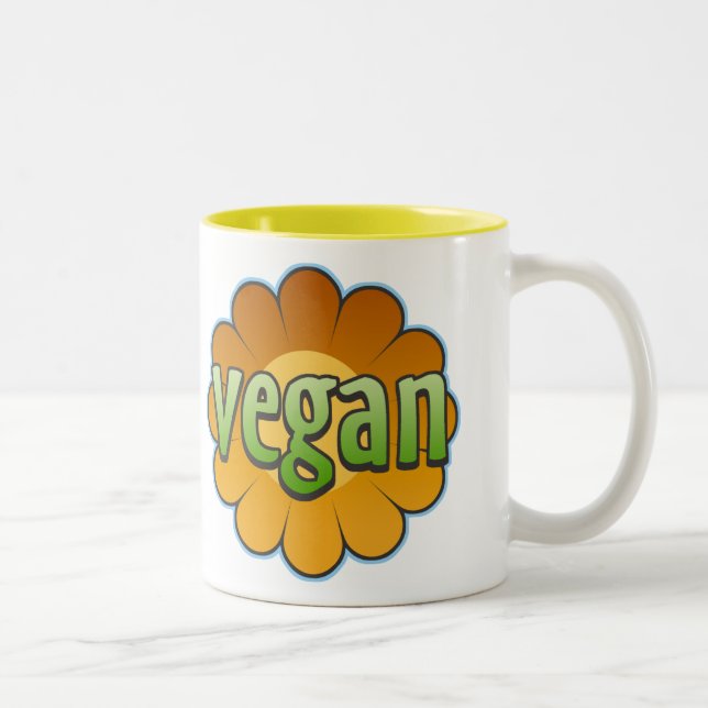 Caneca De Café Em Dois Tons Mug De Flor De Vegan (Direita)