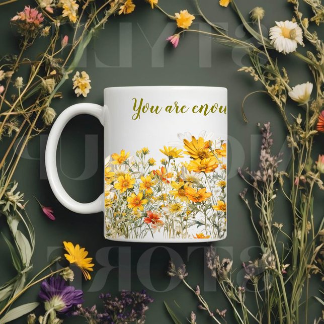 Caneca De Café Em Dois Tons Mug de Flores Selvagens Personalizadas (Criador carregado)