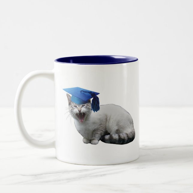 Caneca De Café Em Dois Tons Mug de Graduação de Gato (Esquerda)