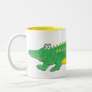 Caneca De Café Em Dois Tons Mug de jacaré verde e amarelo