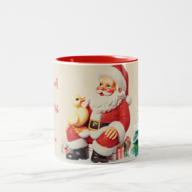 Caneca De Café Em Dois Tons Mug de Natal Ducky Personalizado (Centro)
